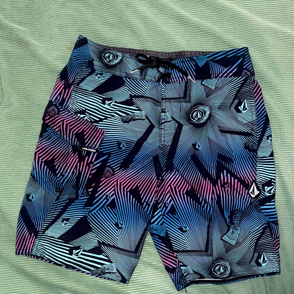 Volcom Abstract Blue and Pink Board Shorts - 14